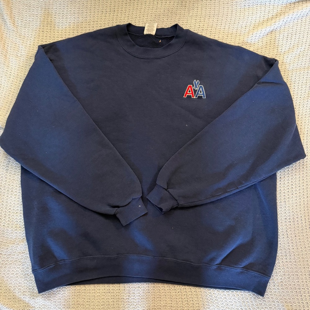 Vintage Jerzees American Airlines Sweatshirt Navy Blue Crewneck 3XL NuBlend 90s
